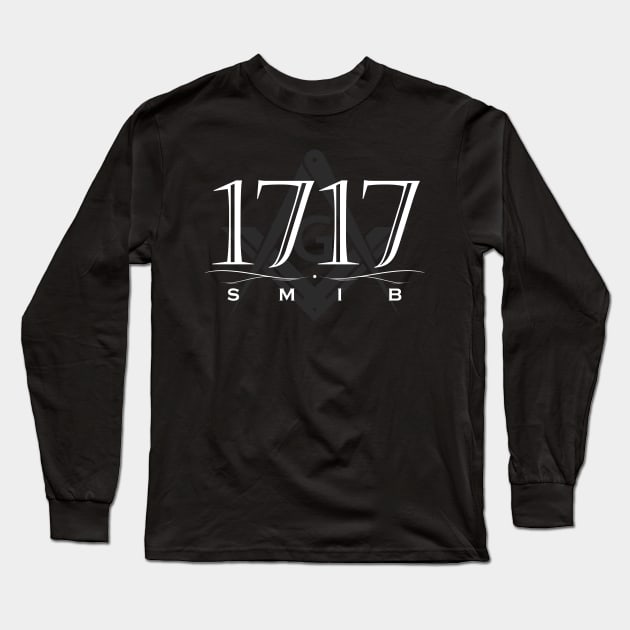 1717 SMIB Square & Compass Masonic Freemason Long Sleeve T-Shirt by Master Mason Made